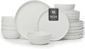 18-Piece Fog White Ceramic Plates and Bowls Set,Minimalist Dinnerware Sets for 6 – Artful Dish Set for Serene Dining & Everyday Aesthetic