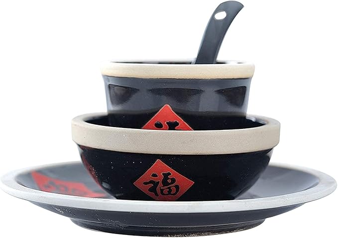 Porcelain Dinnerware Sets Plates and Bowls Sets Old-Fashioned Antique Ceramic Tableware Blessing Dish Set Table Commercial Four-Piece Bowl Hotel Porcelain Dinnerware