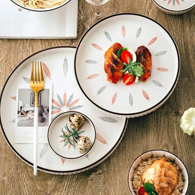 38 Pcs Dinnerware Sets, Chinese Style Porcelain Tableware Set with Plates and Bowls, White Ceramic Dinner Set for Home Kitchen and Dinning, Microwave and Dishwasher Safe, (White 12pcs)