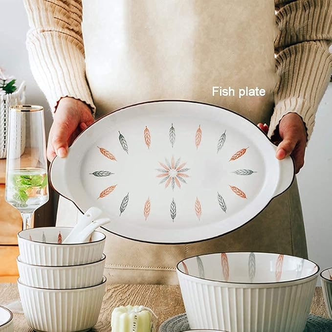 38 Pcs Dinnerware Sets, Chinese Style Porcelain Tableware Set with Plates and Bowls, White Ceramic Dinner Set for Home Kitchen and Dinning, Microwave and Dishwasher Safe, (White 12pcs)