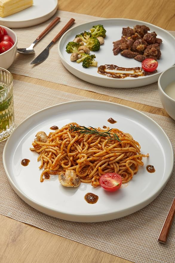 18-Piece Fog White Ceramic Plates and Bowls Set,Minimalist Dinnerware Sets for 6 – Artful Dish Set for Serene Dining & Everyday Aesthetic